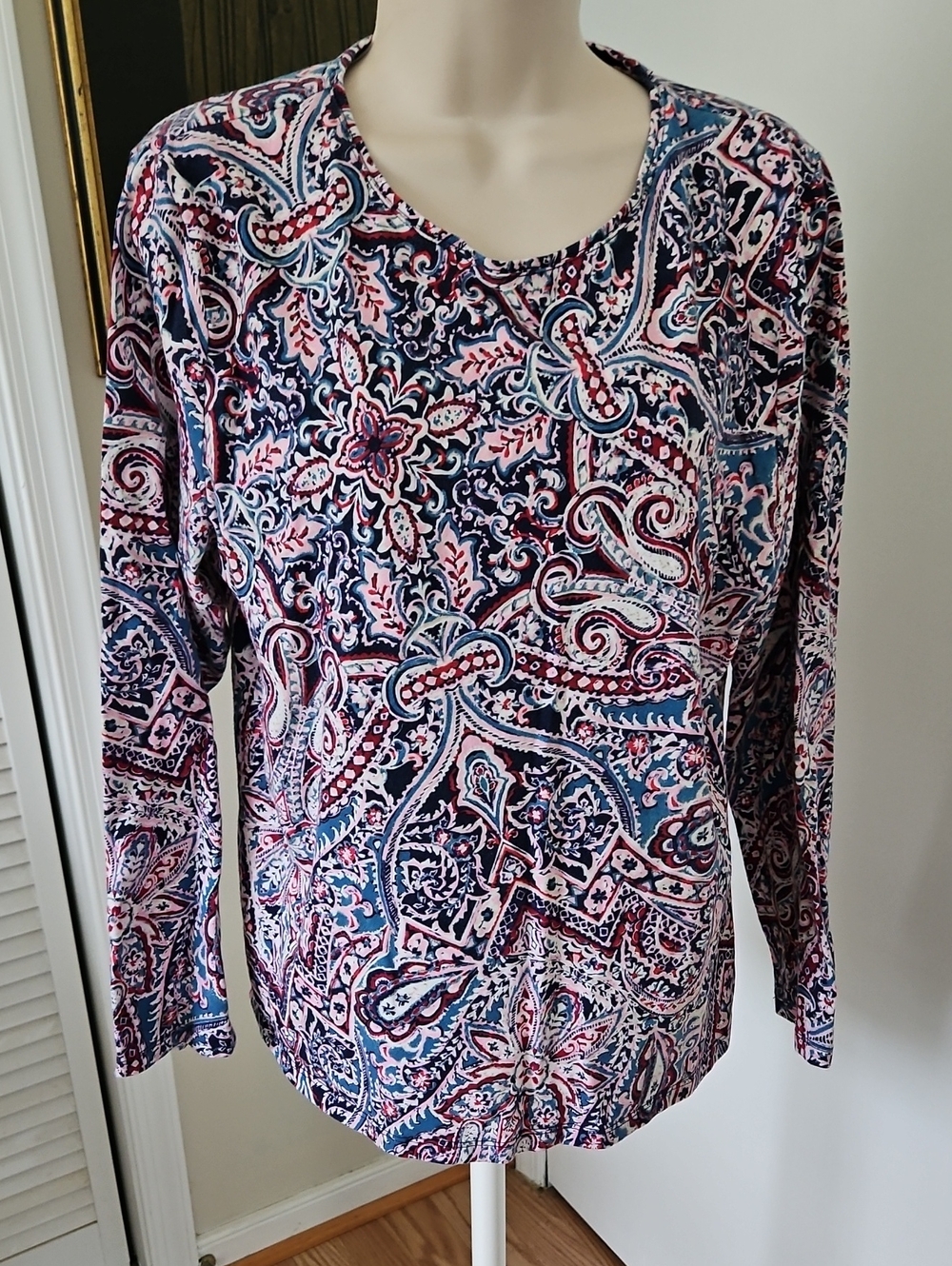 Talbots Pink & Blue Paisley Top Size XL
